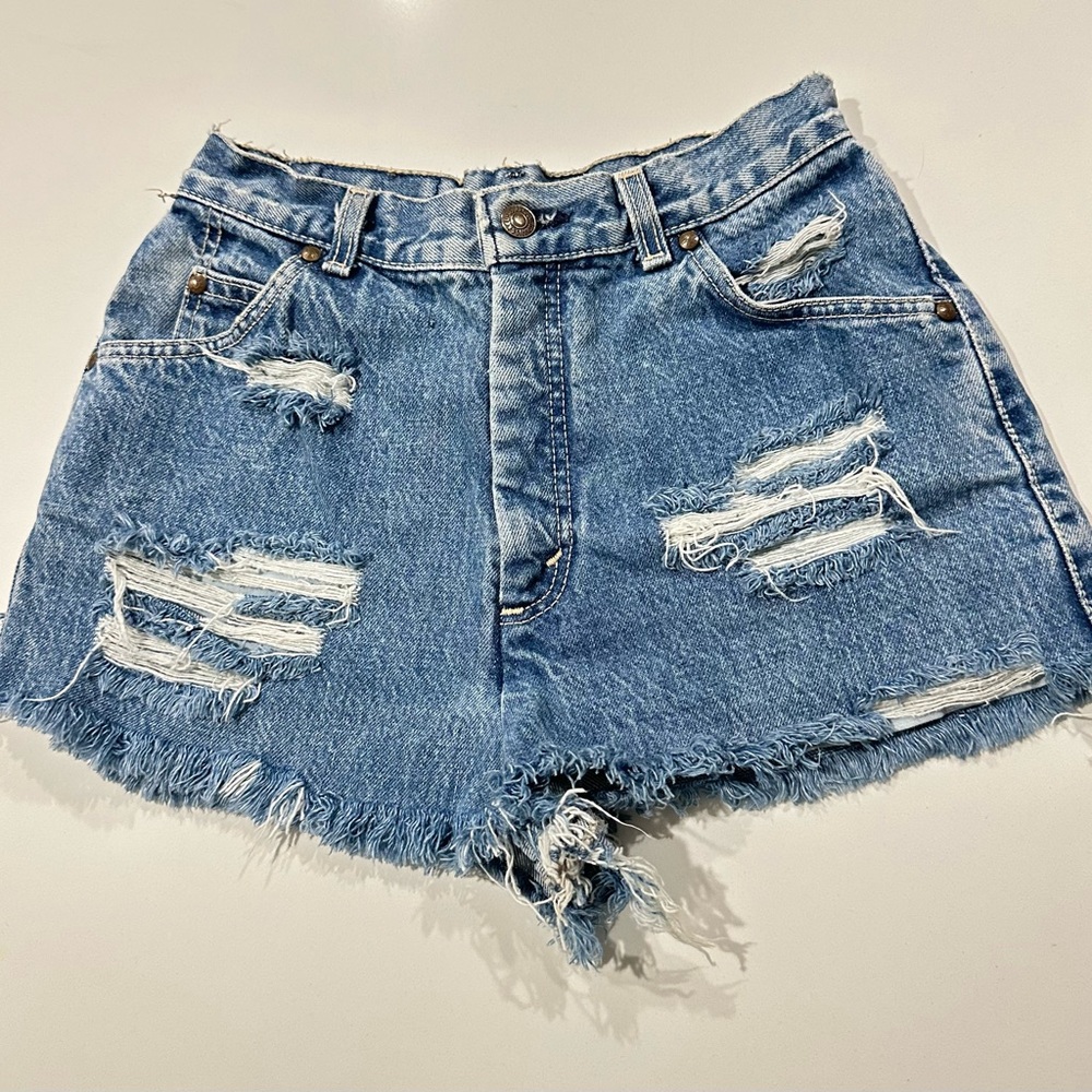 Destructed jean shorts